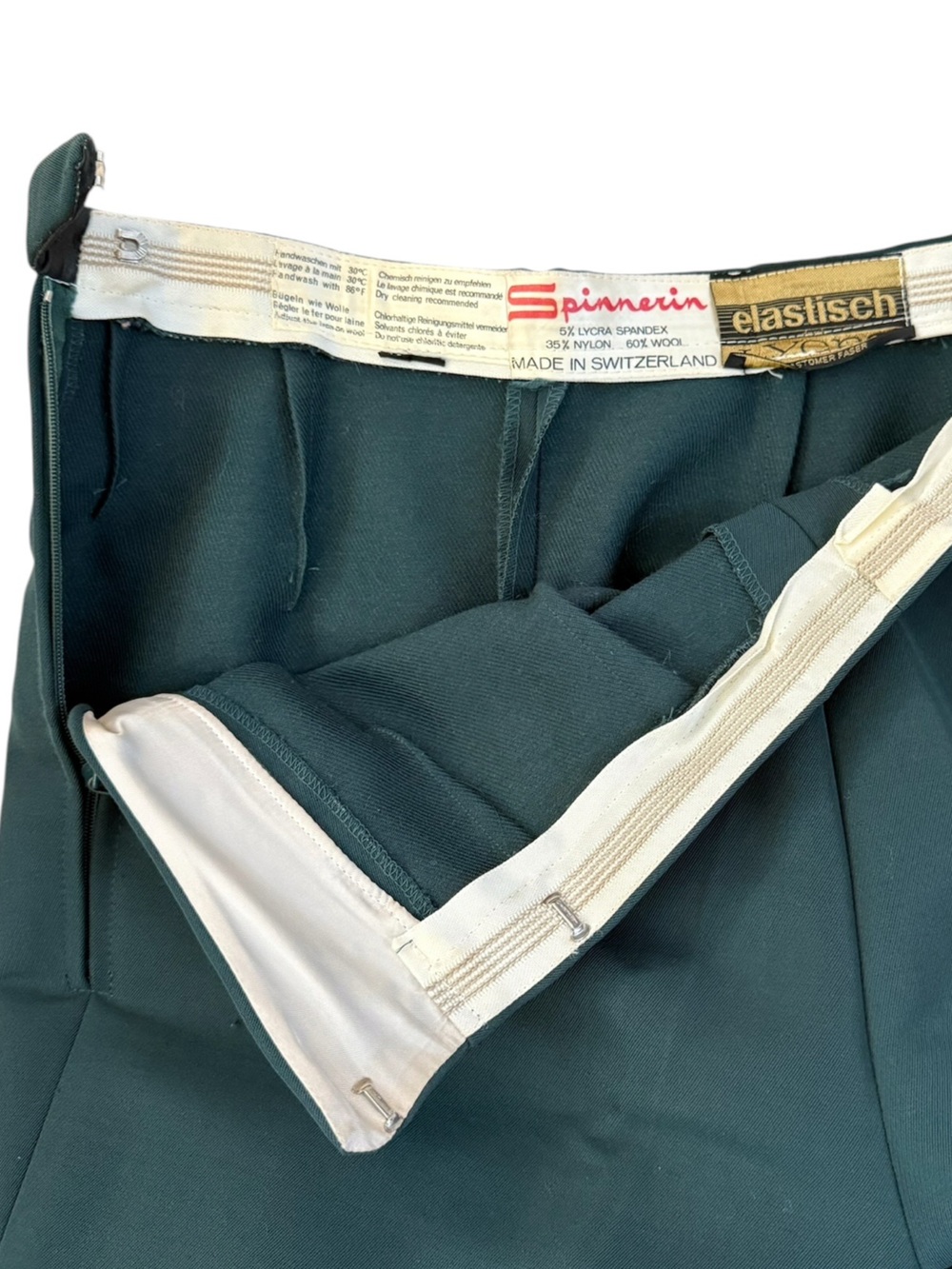 Vintage Spinnerin Swiss Wool Blend Alpine Stirrup Pants Green 16R Fits 26x27.5 - Picture 6 of 16